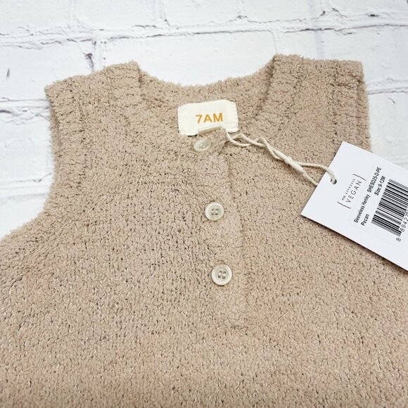 NEW 7AM Enfant Fuzzy Sleeveless Henley 9-12 mos Pecan Recycled Polyester - Picture 3 of 10